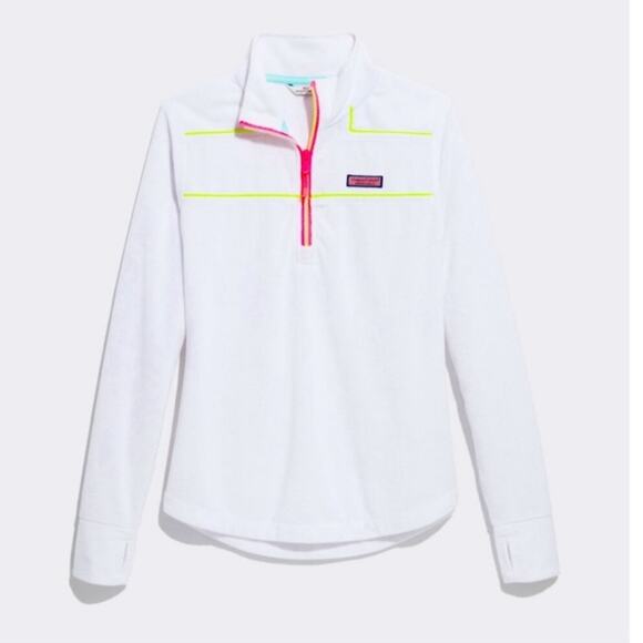 Vineyard Vines Tops - Vineyard vines neon/ white terry cloth pullover size XS